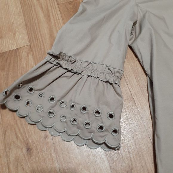 Hidden Alley Taupe 3/4 Sleeve Eyelet Shift Dress - Picture 7 of 10